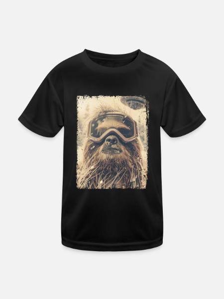 UFO Retro Vintage Uncanny Alien Snow Sloth - Kinder Funktions-T-Shirt - Schwarz - Vorne