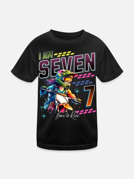 7ème anniversaire des filles de motocross - T-shirt sport Enfant - noir - Devant