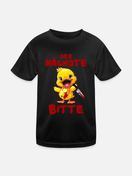 Next Please - Duck with Knife Halloween - Kids Functional T-Shirt - black - Front