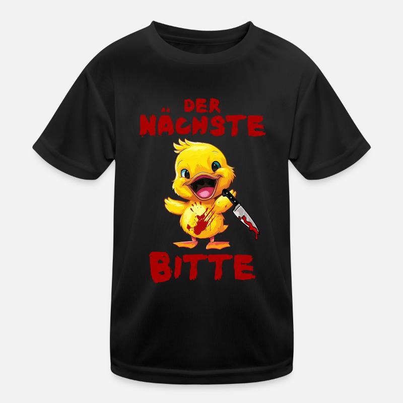 Der Nächste bitte - Ente mit Messer Halloween Kinder Funktions-T-Shirt