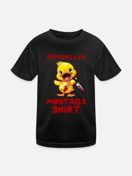 Official Monday Shirt - Duck with Knife - Kids Functional T-Shirt - black - Front