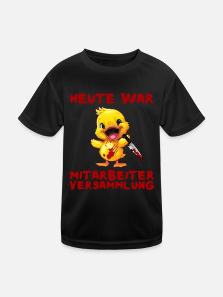 Staff Meeting - Duck with Knife Halloween - Kids Functional T-Shirt - black - Front