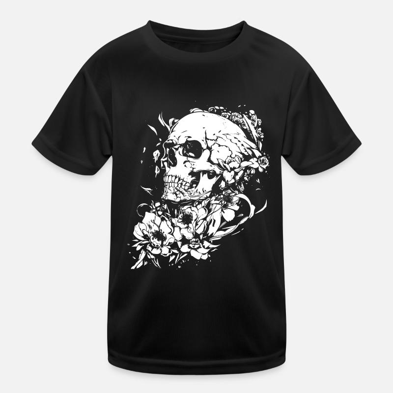 Floral Skull Halloween Skull Kids Functional T-Shirt