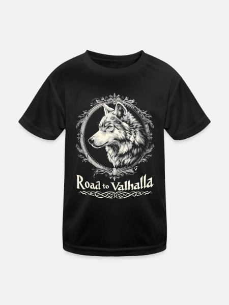 En route vers le Valhalla Viking Wolf Design - T-shirt sport Enfant - noir - Devant