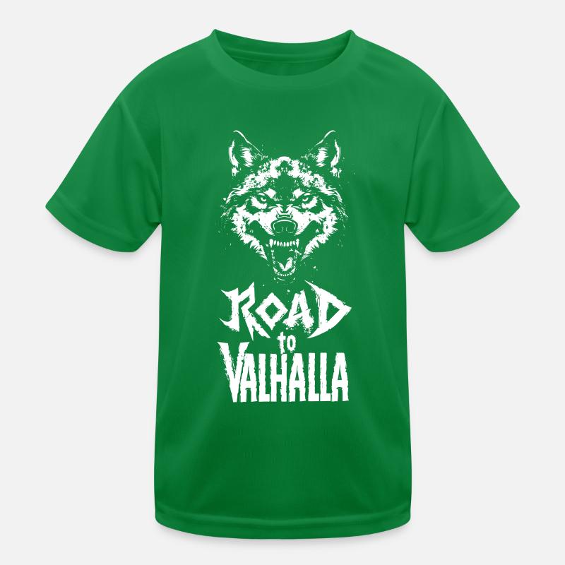Aggressiver Wikinger Wolf Road to Valhalla Kinder Funktions-T-Shirt