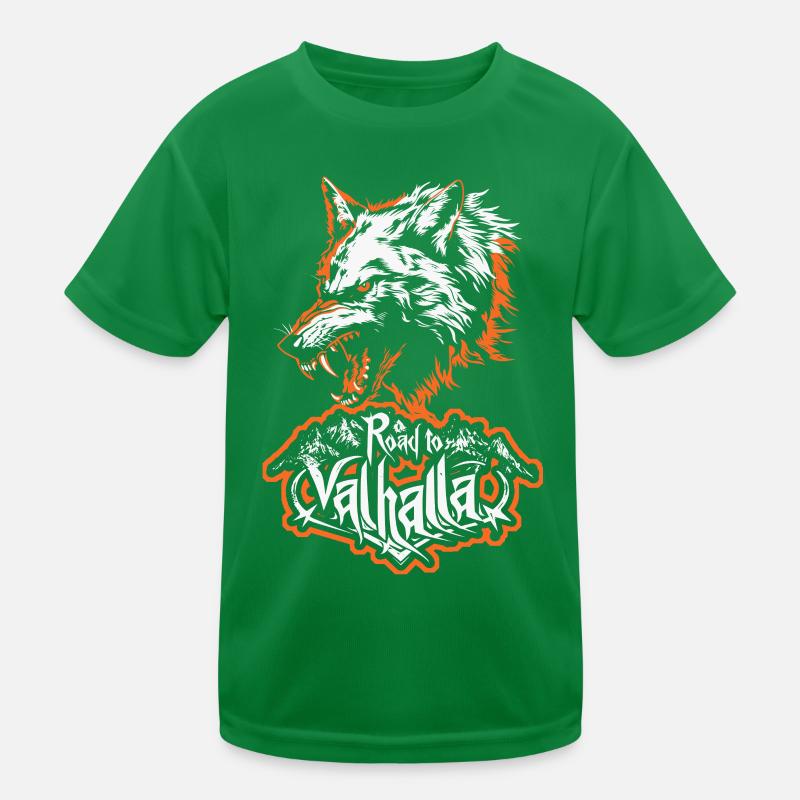 Wolf Road to Valhalla Mountains Design Kids Functional T-Shirt