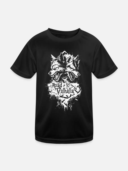 Howling Wolves Road to Valhalla Design - T-shirt sport Enfant - noir - Devant