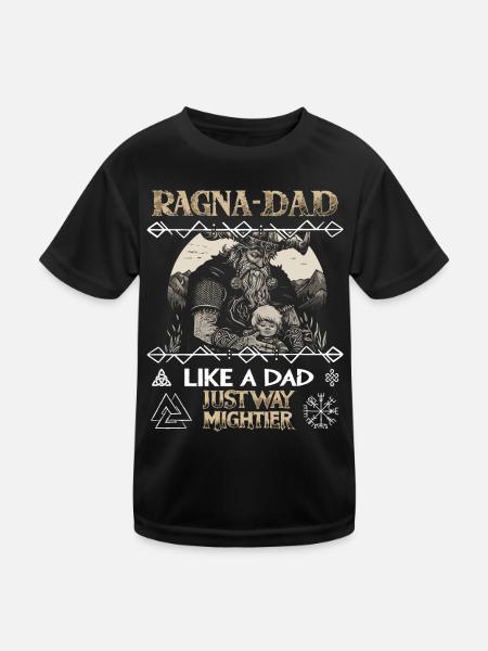 RAGNA-DAD Wikinger-Vater mit Kind für Vatertag - Kinder Funktions-T-Shirt - Schwarz - Vorne