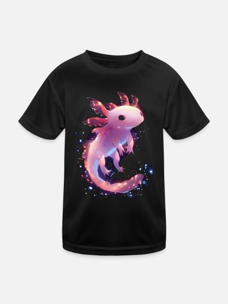 Mystical Glowing Axolotl for Animal Lovers - Kids Functional T-Shirt - black - Front