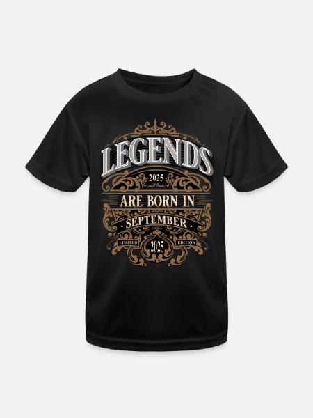2025 September born Birthday Year of birth - Kids Functional T-Shirt - black - Front