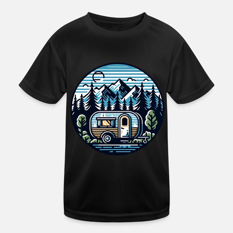 Camping Caravan Kids Functional T-Shirt