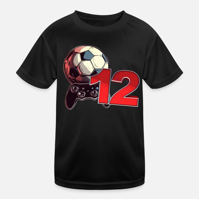 Fußball und Zocken Geburtstag Junge 12 Jahre Kinder Funktions-T-Shirt