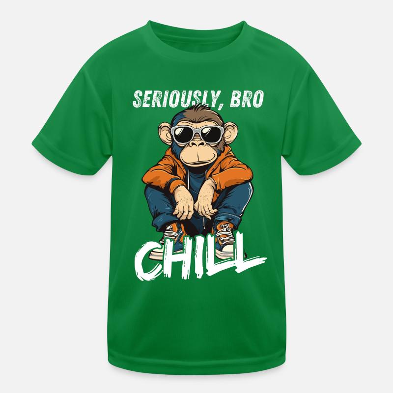 Seriously Bro Chill Monkey Gamer Meme Design Kids Functional T-Shirt