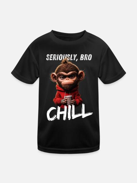 Seriously Bro Chill Monkey Meme Gambler Design - Kids Functional T-Shirt - black - Front