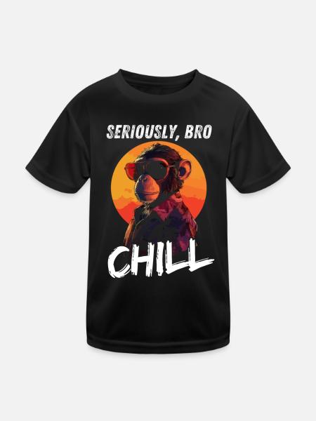 Seriously Bro Chill Monkey Sunset Gamer - Kids Functional T-Shirt - black - Front