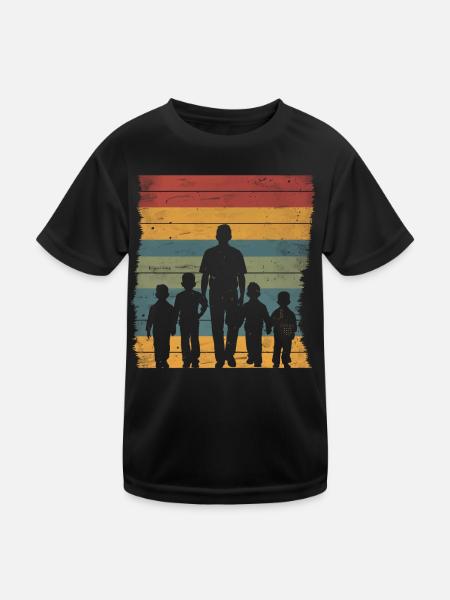 Vatertag Vater mit vier Söhnen retro vintage - Kinder Funktions-T-Shirt - Schwarz - Vorne