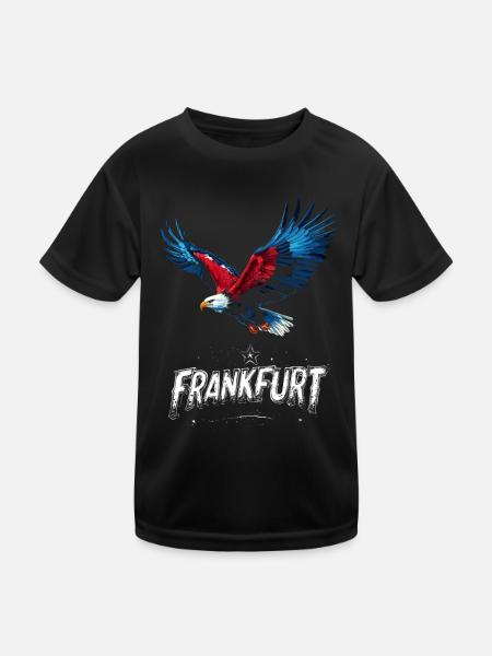 Frankfurt Adler Farben FFM Patrioten - Kinder Funktions-T-Shirt - Schwarz - Vorne