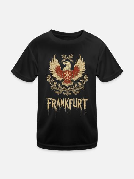 Frankfurt Adler Wappen FFM Fußballfans - Kinder Funktions-T-Shirt - Schwarz - Vorne