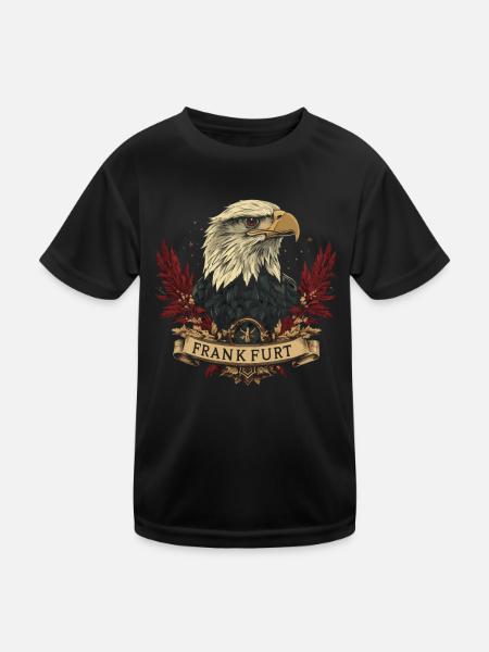Frankfurt Adler Banner FFM Fußballfans - Kinder Funktions-T-Shirt - Schwarz - Vorne