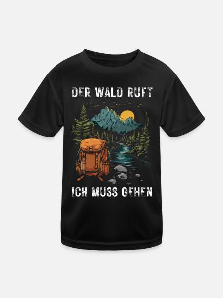 Der Wald ruft Wandern Outdoor Natur für Entdecker - Kinder Funktions-T-Shirt - Schwarz - Vorne