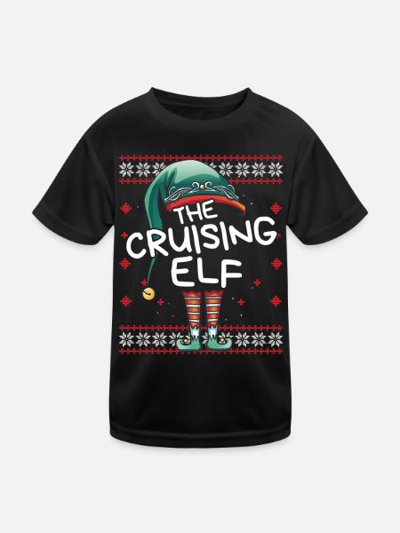 Cruising Elf Funny Christmas Outfit for Family - Kids Functional T-Shirt - black - Front