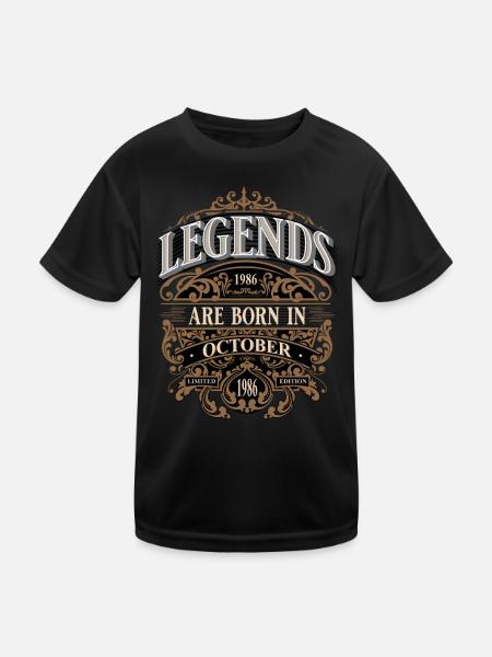 1986 Octobre Naissance Anniversaire Année de naissance - T-shirt sport Enfant - noir - Devant