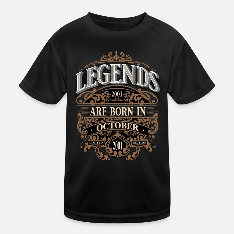 2001 Octobre Né Anniversaire Année de naissance T-shirt sport Enfant