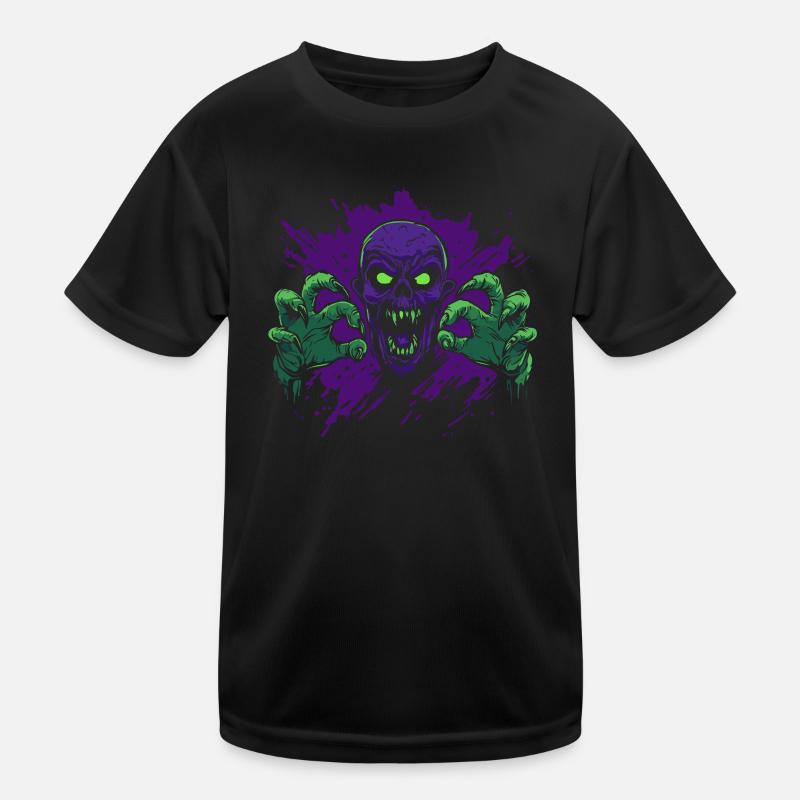 Horror Halloween Costume - Zombie with Green Hands Kids Functional T-Shirt