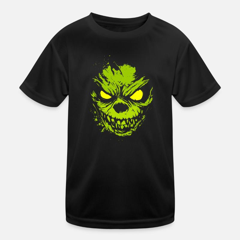 Horror Halloween Costume Glowing Green Monster Kids Functional T-Shirt