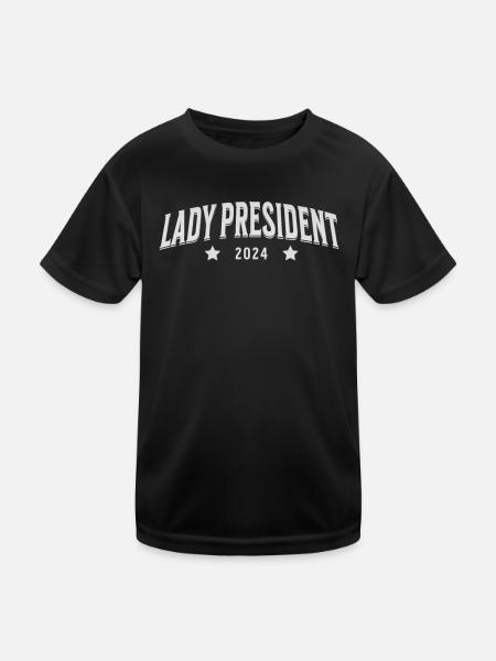 Lady President 2024: Support Kamala Harris Now - Kinder Funktions-T-Shirt - Schwarz - Vorne
