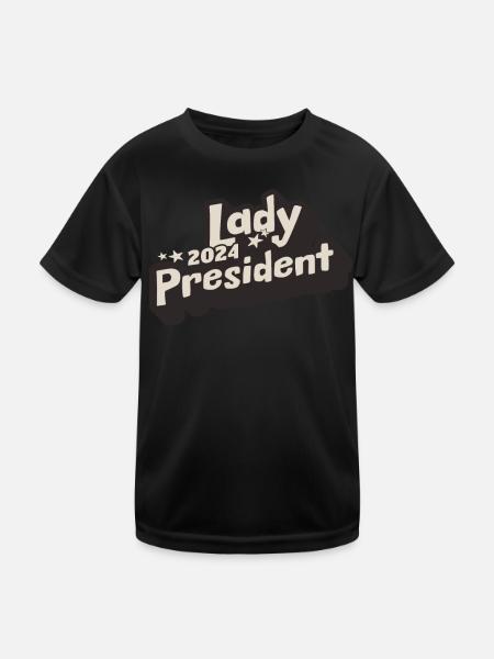 Lady President 2024: Kamala Harris Leading 2024 - Kinder Funktions-T-Shirt - Schwarz - Vorne