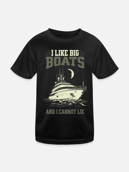 I Like Big Boats And I Cannot Lie Yacht Moonlight - Kids Functional T-Shirt - black - Front