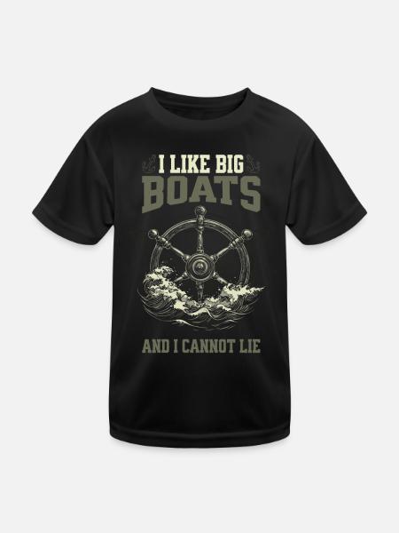 I Like Big Boats And I Cannot Lie Steuerrad Design - Kinder Funktions-T-Shirt - Schwarz - Vorne