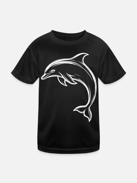 Dolphin, Cute Dolphin - Kids Functional T-Shirt - black - Front