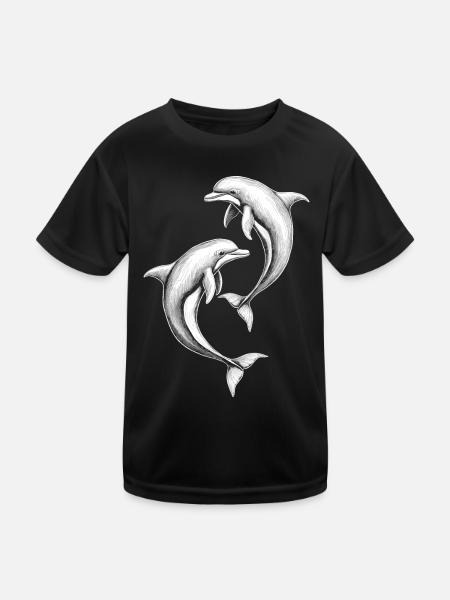 Dolphin, Cute Dolphins - Kids Functional T-Shirt - black - Front
