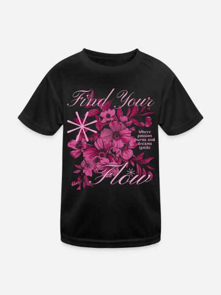 Trouvez votre design de fleur d’écoulement - T-shirt sport Enfant - noir - Devant