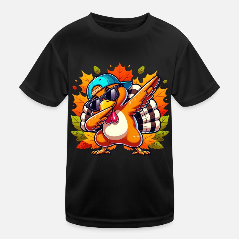 familiensegeCool Dabbin' Turkey Thanksgiving D Kids Functional T-Shirt