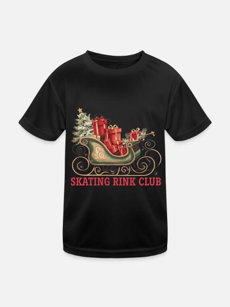Partnerlook Eislaufbahn Club - Schlitten - Kinder Funktions-T-Shirt - Schwarz - Vorne