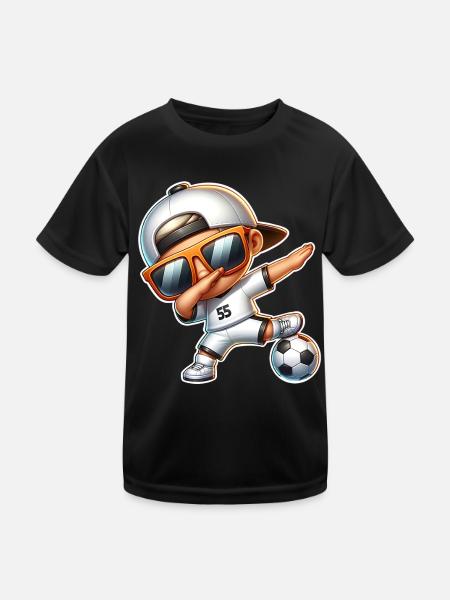 Soccer Cool Soccer Player Dabbing - Kids Functional T-Shirt - black - Front