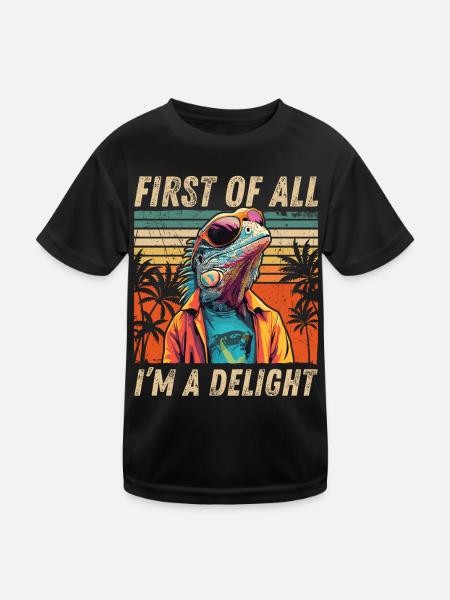 Sarcastic Iguana - Vintage Sunset Style - Kids Functional T-Shirt - black - Front