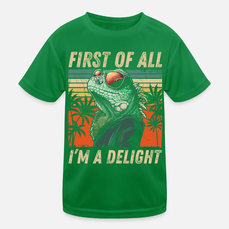 Freches Iguana - Retro Sunset Palmen Design Kinder Funktions-T-Shirt