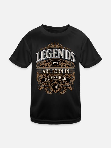 1990 Novembre Naissance Anniversaire Année de naissance - T-shirt sport Enfant - noir - Devant