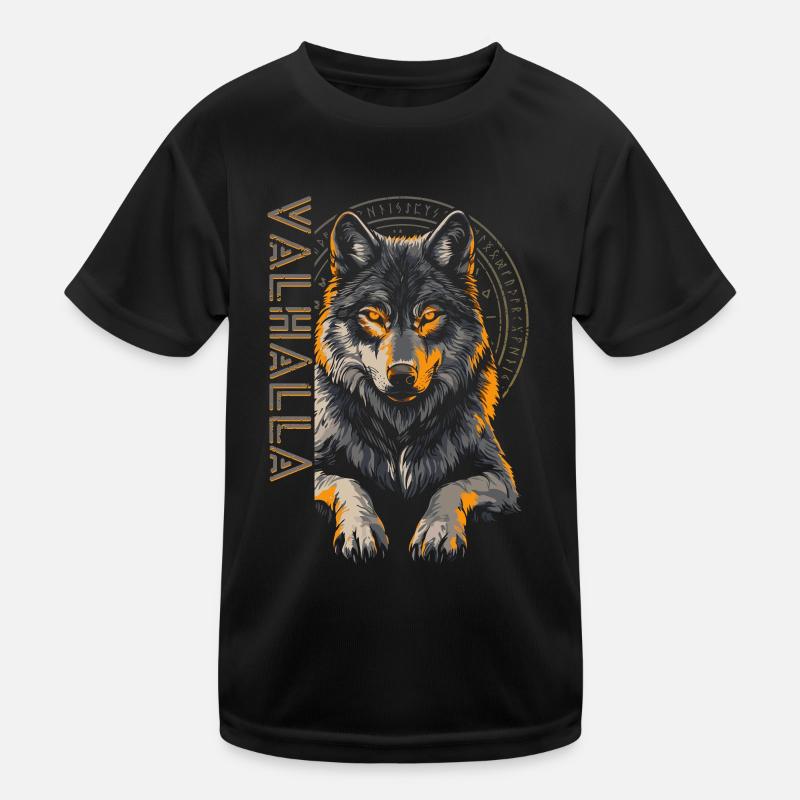 Wikinger Vegvisir Runen Wolf Nordischer Mythos Kinder Funktions-T-Shirt