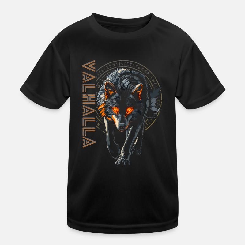 Nordischer Wolf Vegvisir Runen Wikinger Symbol Kinder Funktions-T-Shirt