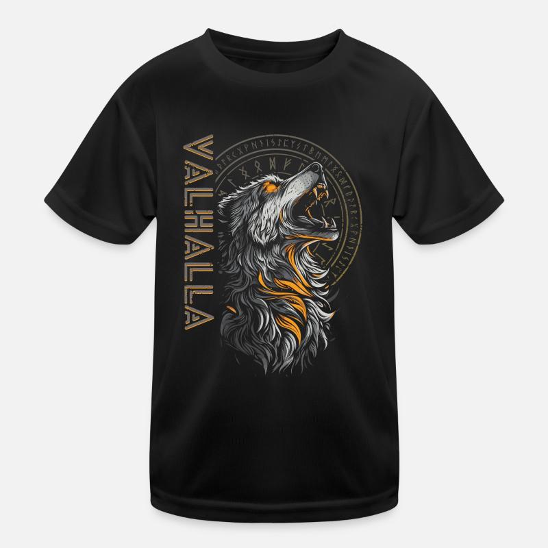 Wikinger Wolf Runen Nordische Kultur Vegvisir Kinder Funktions-T-Shirt