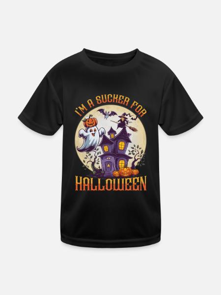 Mignons fantômes Halloween Tenue Femmes - T-shirt sport Enfant - noir - Devant