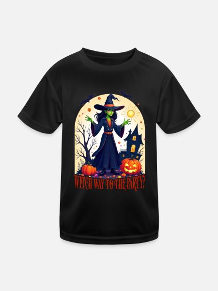 Funny Witch Outfit Women's Halloween - Kids Functional T-Shirt - black - Front