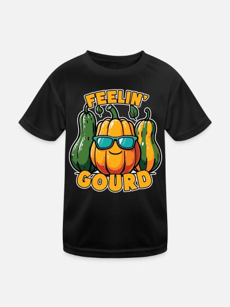 Feel Me Gourd - Funny Fall Outfit - Kids Functional T-Shirt - black - Front