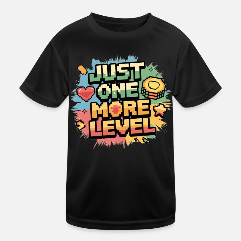 Only one more level – Gamer saying in pixel style Kids Functional T-Shirt