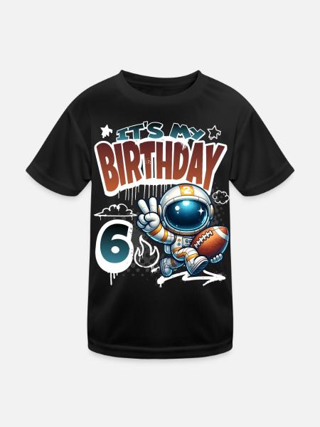 Astronaute 6e anniversaire Football - T-shirt sport Enfant - noir - Devant